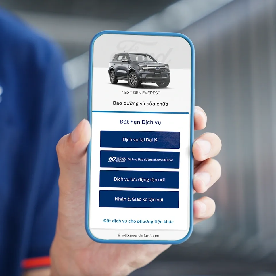 Đặt lịch dịch vụ Ford trên điện thoại